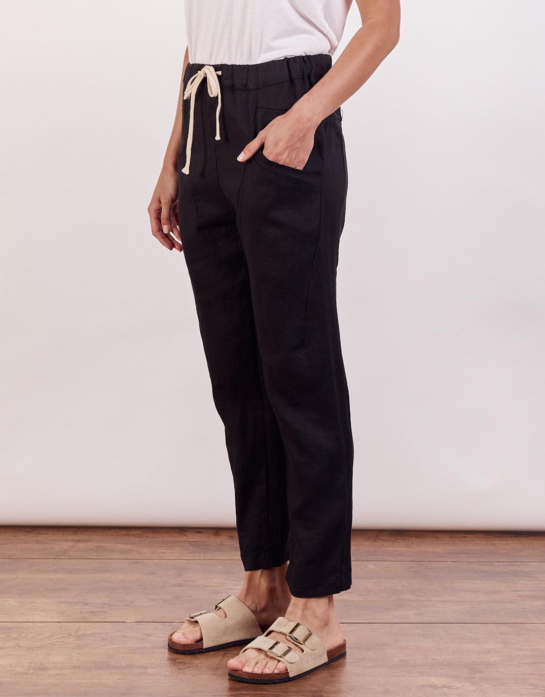 Little Lies - Luxe Linen Pants - Black - White & Co Living Pants