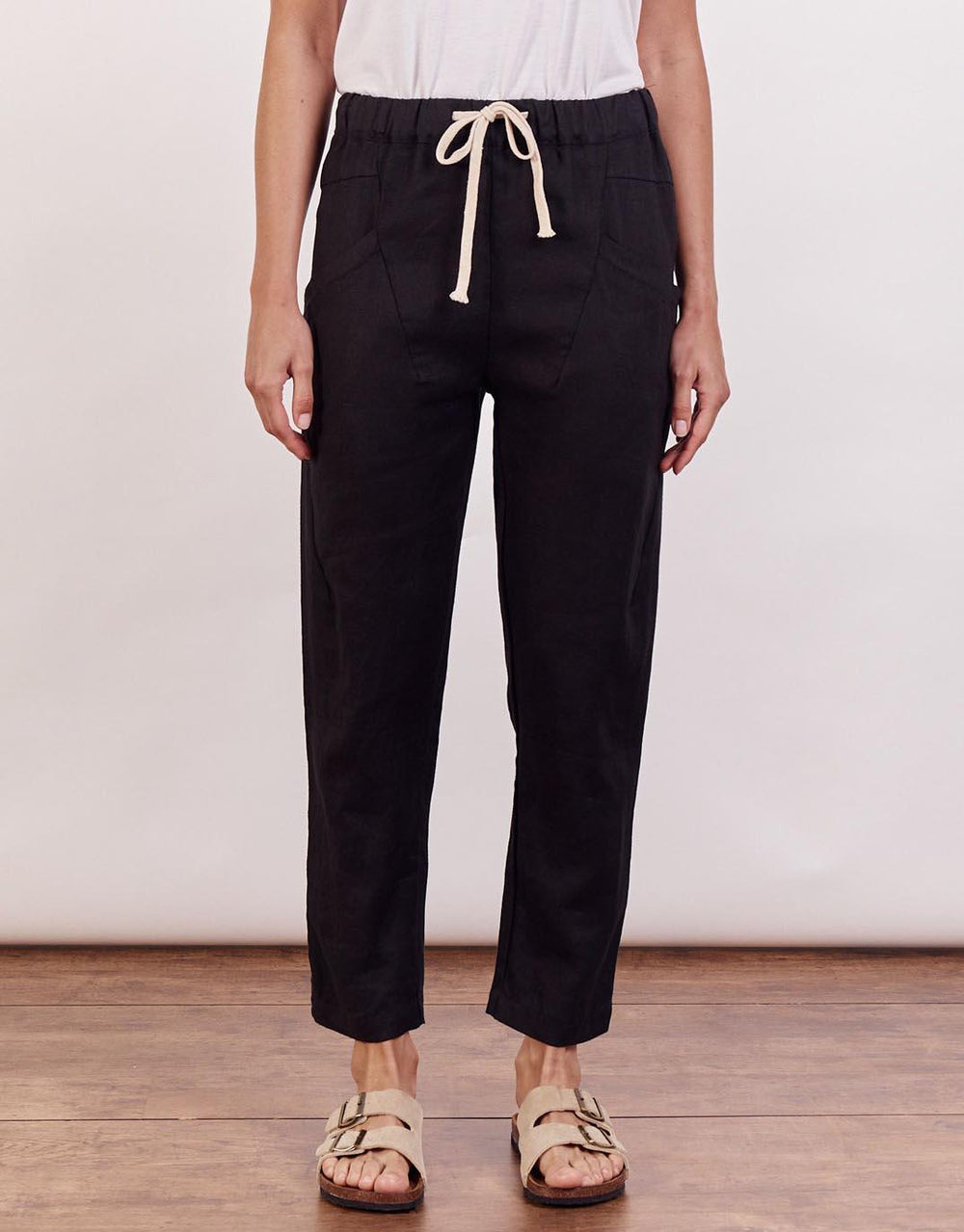 Little Lies - Luxe Linen Pants - Black - White & Co Living Pants