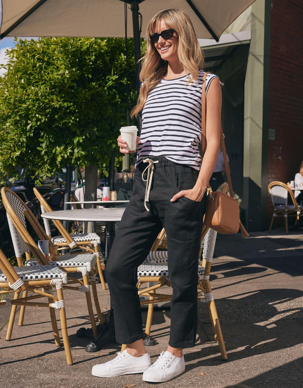 Little Lies - Luxe Linen Pants - Black - White & Co Living Pants