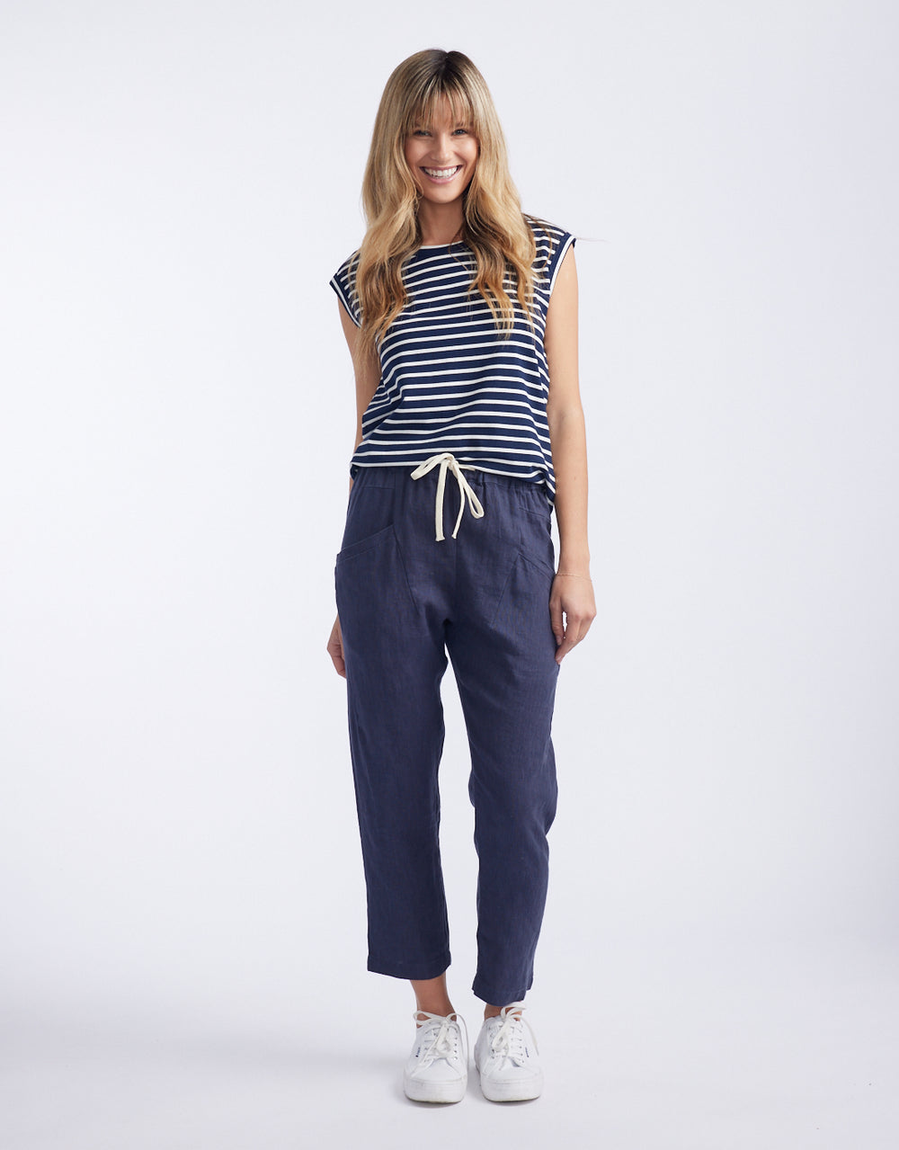 Luxe Linen Pants - Washed Navy