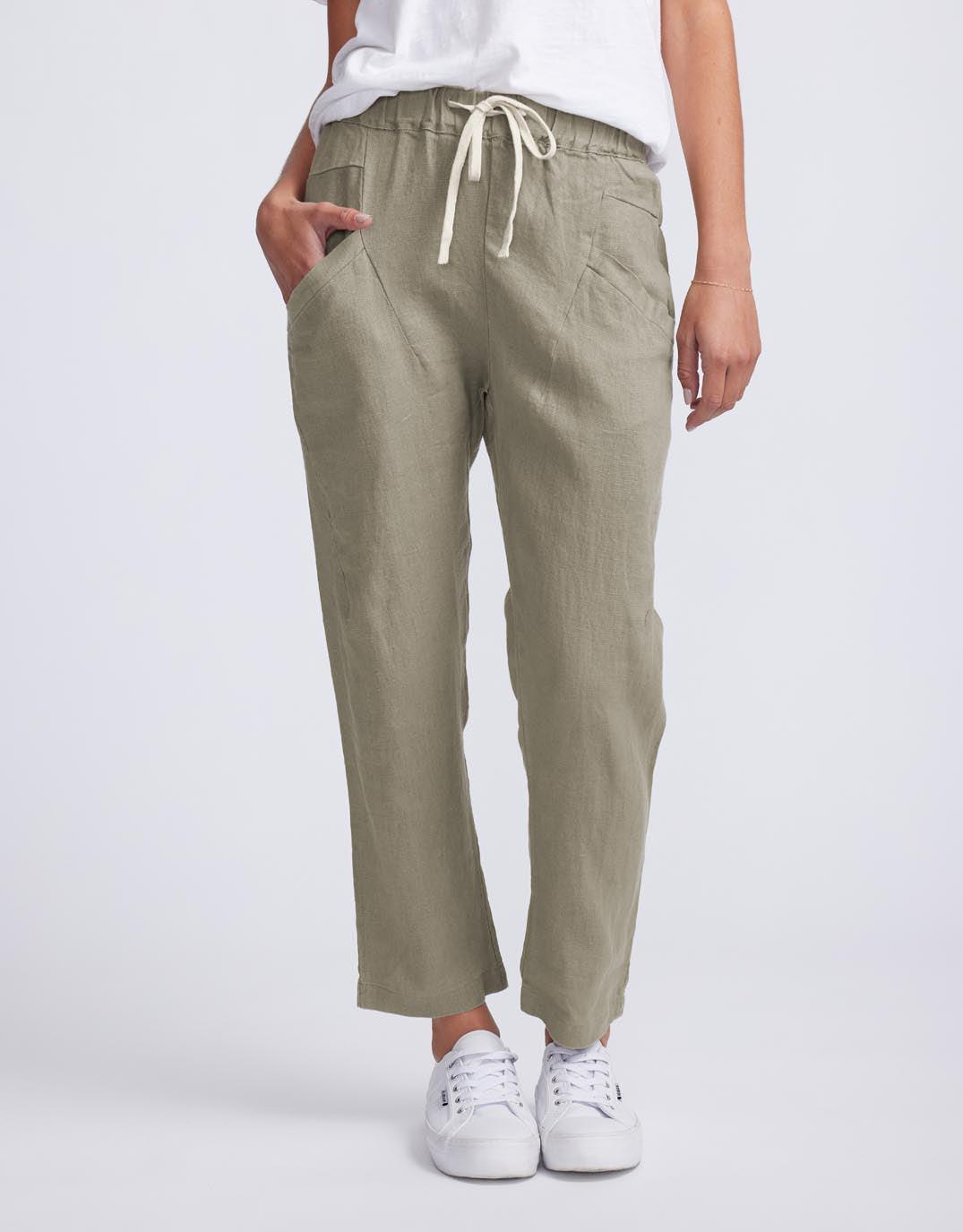 Little Lies - Luxe Linen Pants - Khaki - White & Co Living Pants