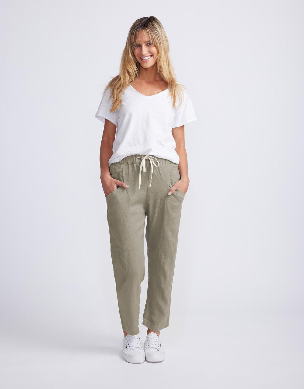 Little Lies - Luxe Linen Pants - Khaki - White & Co Living Pants