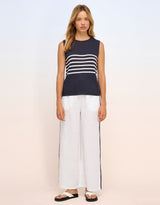 Monaco Pants - White/Navy