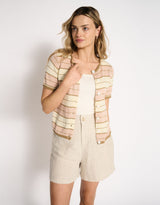 Solene Stripe Button Top - Dusty Pink