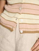 Solene Stripe Button Top - Dusty Pink