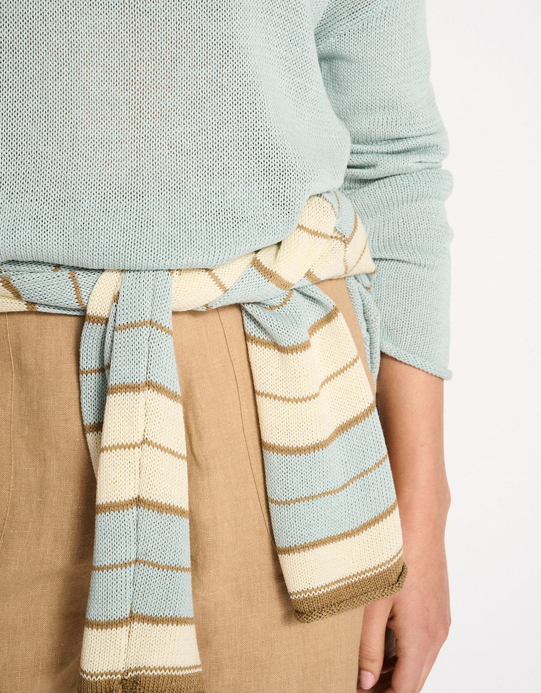 Solene Stripe Knit - Dusty Aqua