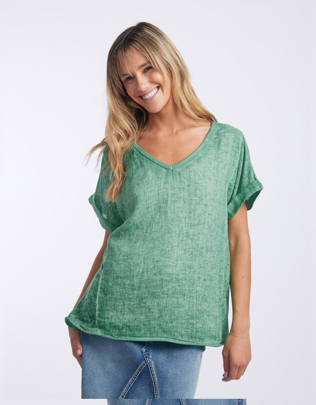 Calypso Linen Short Sleeve Top - Sage