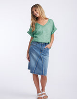 Calypso Linen Short Sleeve Top - Sage