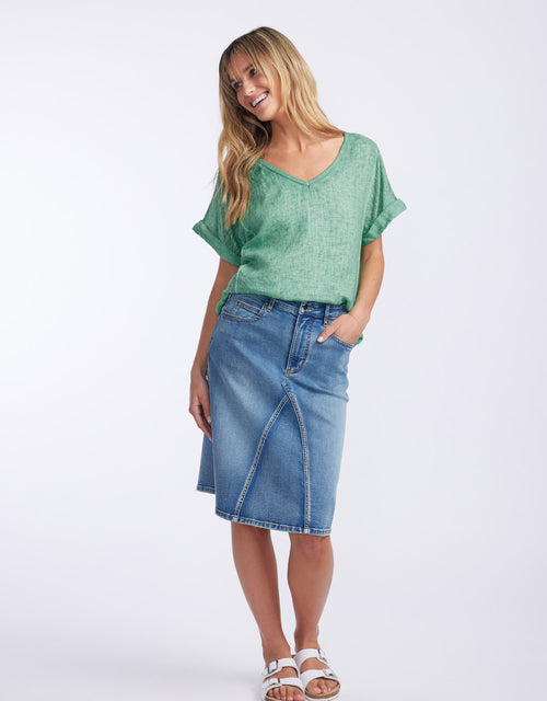 Calypso Linen Short Sleeve Top - Sage
