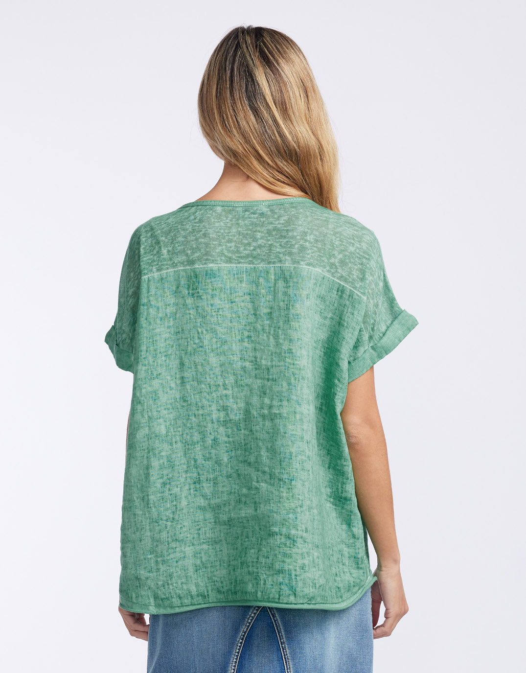 Calypso Linen Short Sleeve Top - Sage