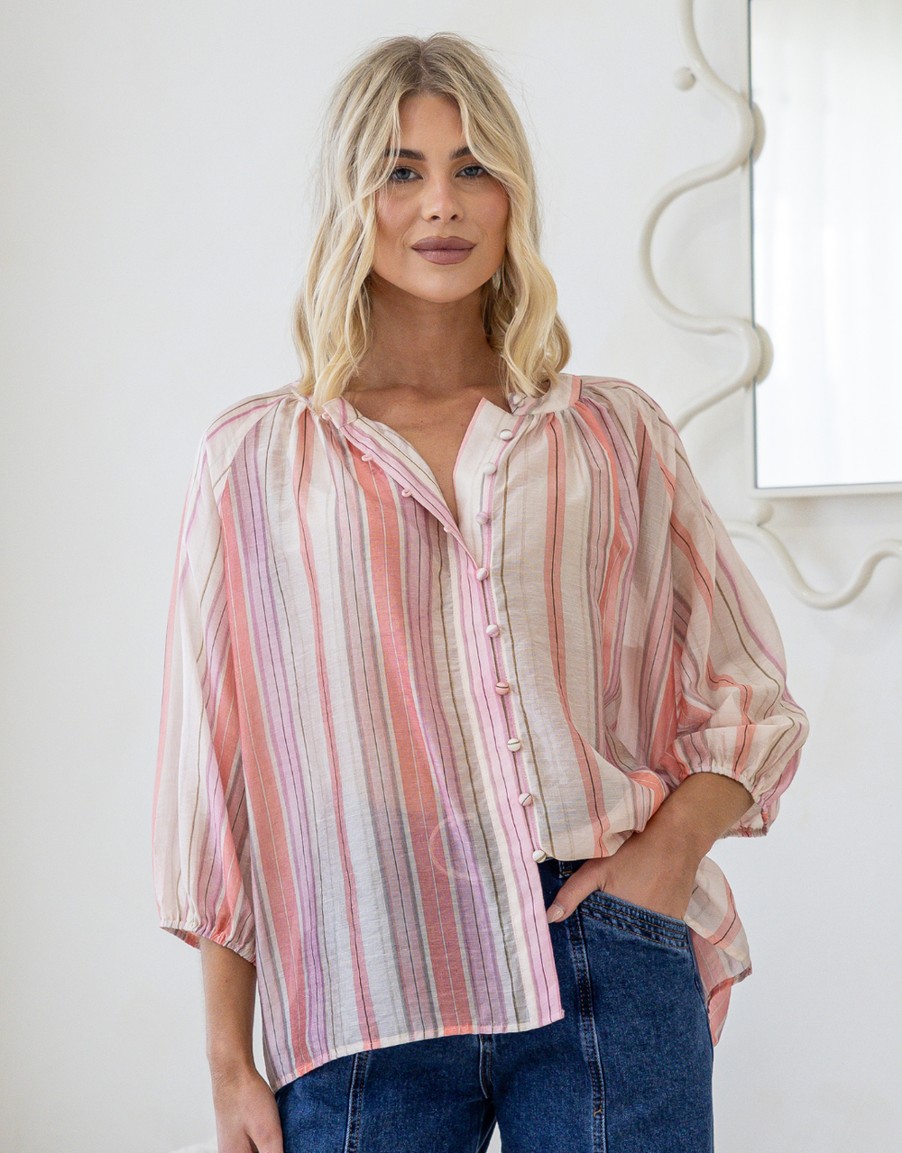 Malta Blouse - Sunset Stripe