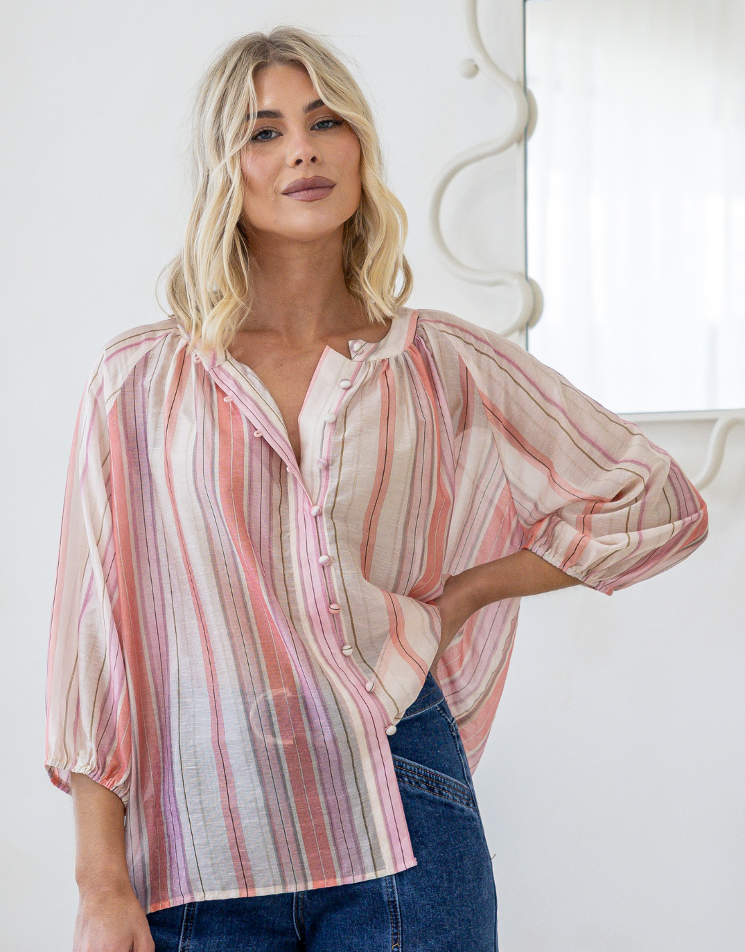 Malta Blouse - Sunset Stripe