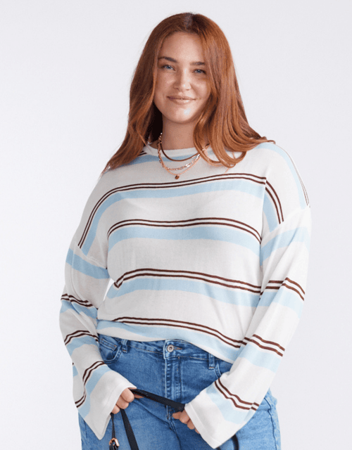 Marina Long Sleeve Tee - Natural/Blue/Choc