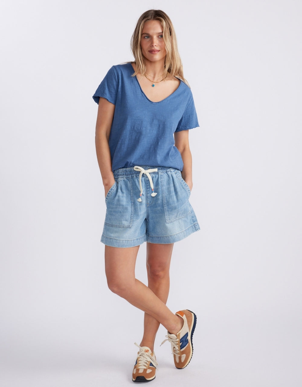 Original V Neck T-Shirt - Denim
