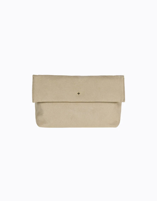 Heartbreaker Oversize Clutch - Beige Suede / Gold