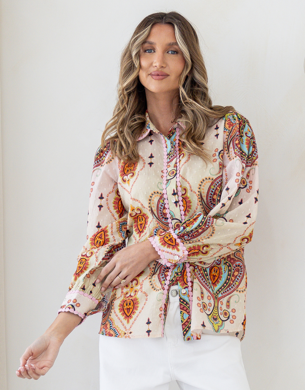 Portofino Blouse - Blush/Amber Multi