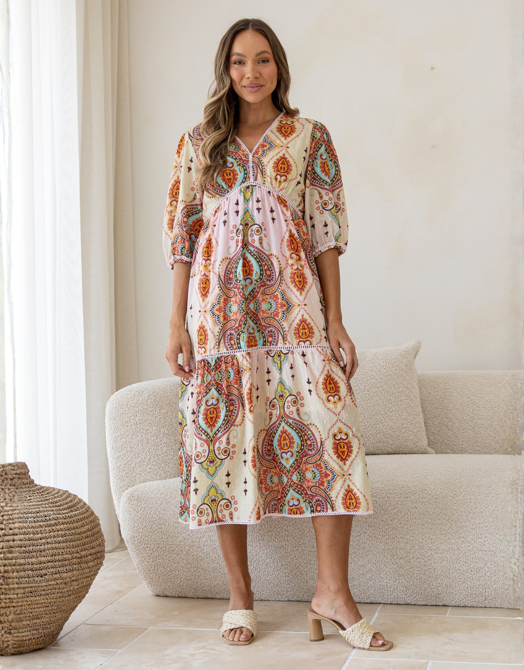 Portofino Dress - Blush/Amber Multi
