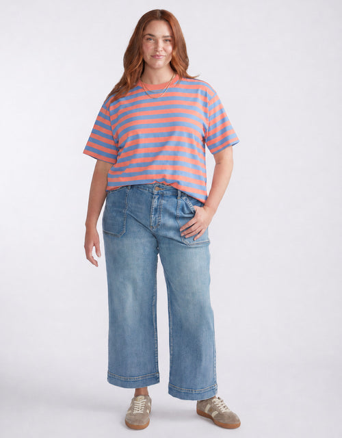 Relaxed Tee - Melon/Denim