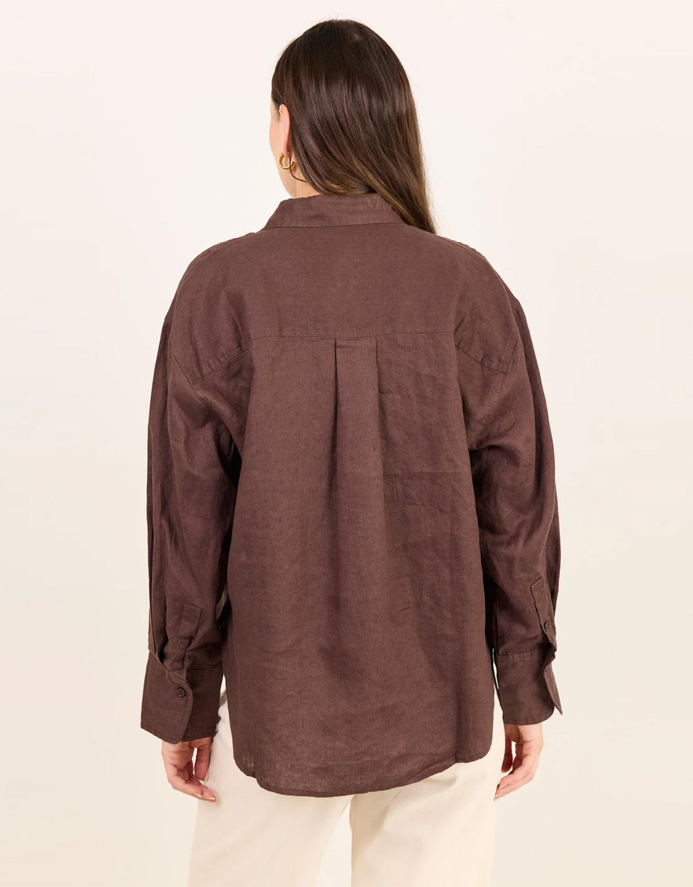 Uplifted Linen Oversized Shirt - Chocolate