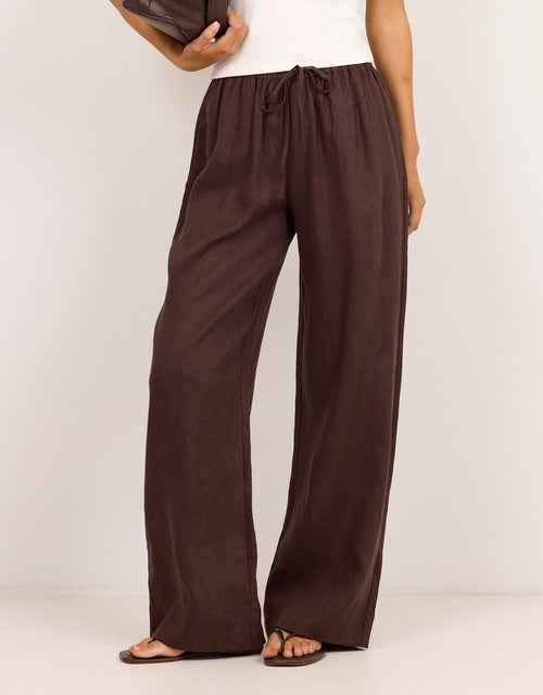 Wellness Pull On Wide Leg Pants - Chocolate