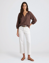 Revolutionary Linen Relaxed LS Top - Chocolate
