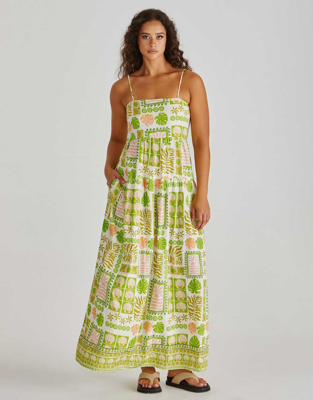 Buy Emmett Maxi Dress - Green Shell Patchwork Sass Clothing for Sale Online New  Zealand