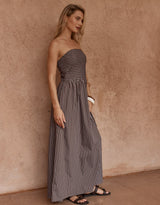 Everley Strapless Dress - Choc Stripe