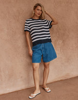 Jules Stripe Tee - Navy/White