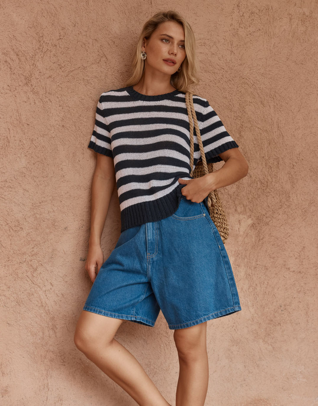 Jules Stripe Tee - Navy/White