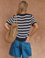 Jules Stripe Tee - Navy/White