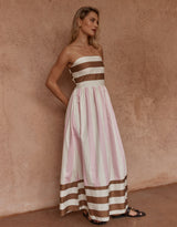 Nea Spliced Strapless Dress - Neapolitan