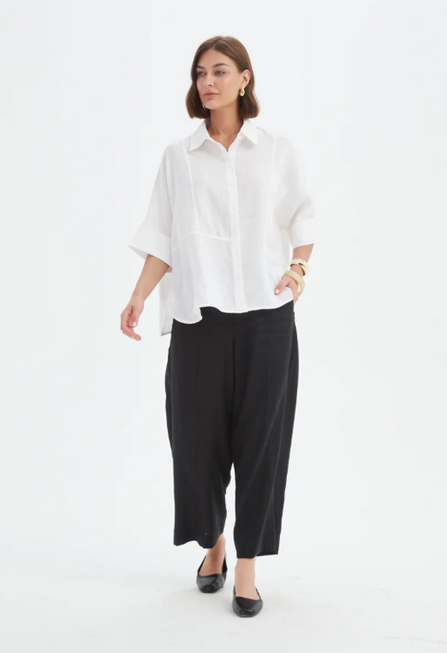 Seam Detail Boxy Shirt - White