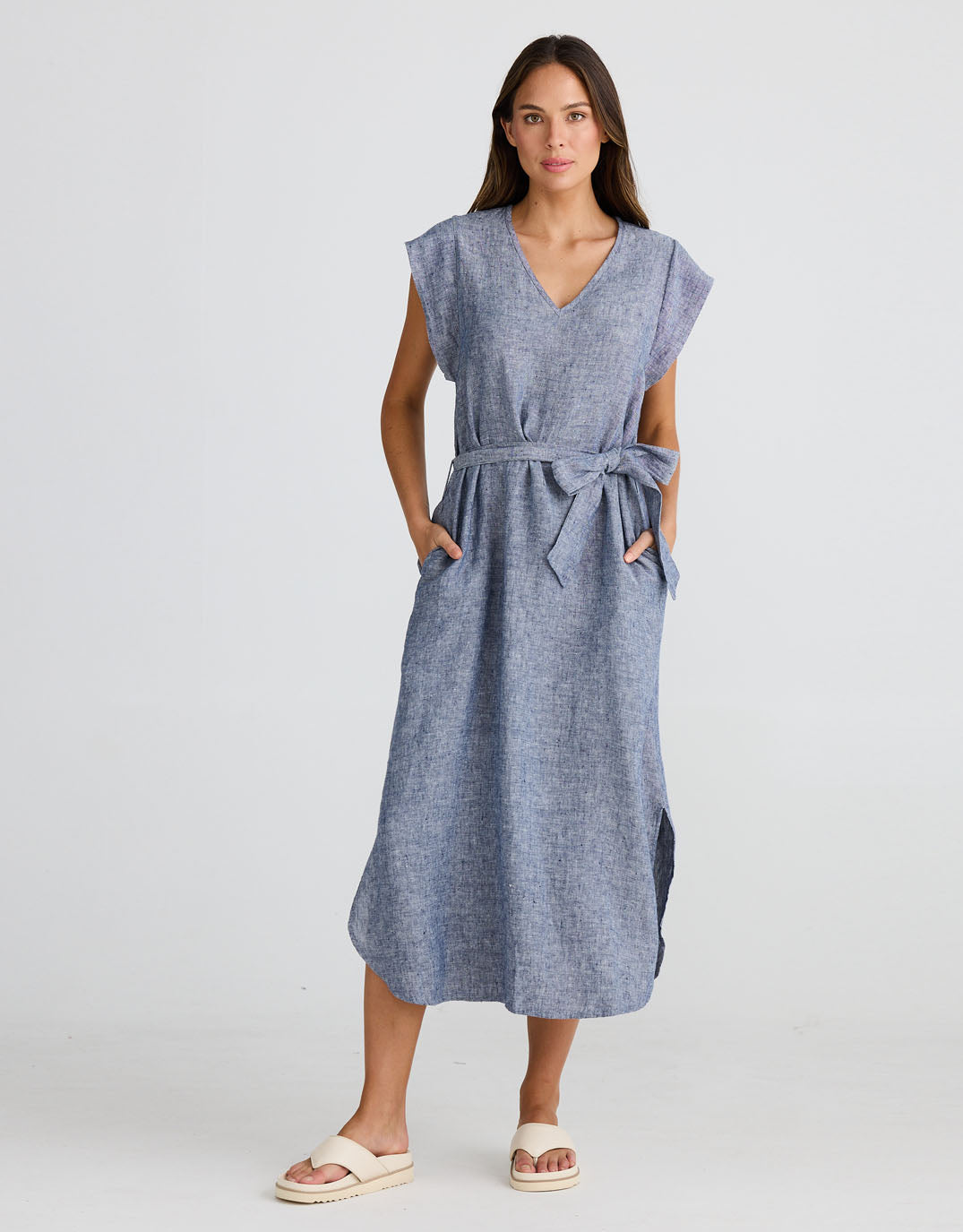 shanty-sebou-linen-midi-dress-navy-fleck-womens-clothing