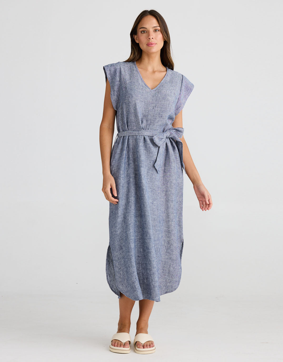 shanty-sebou-linen-midi-dress-navy-fleck-womens-clothing