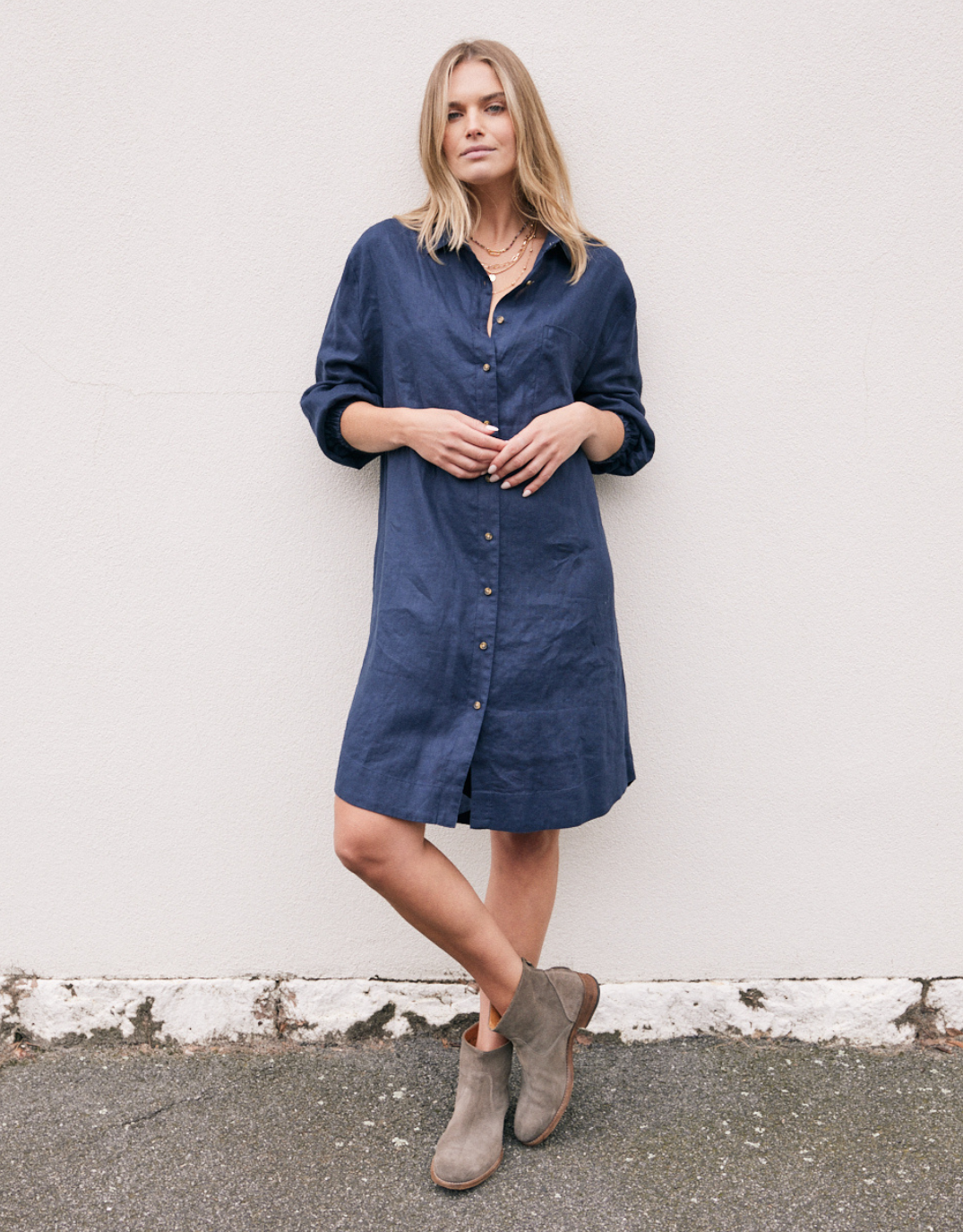 Linen St Barts Dress - Navy
