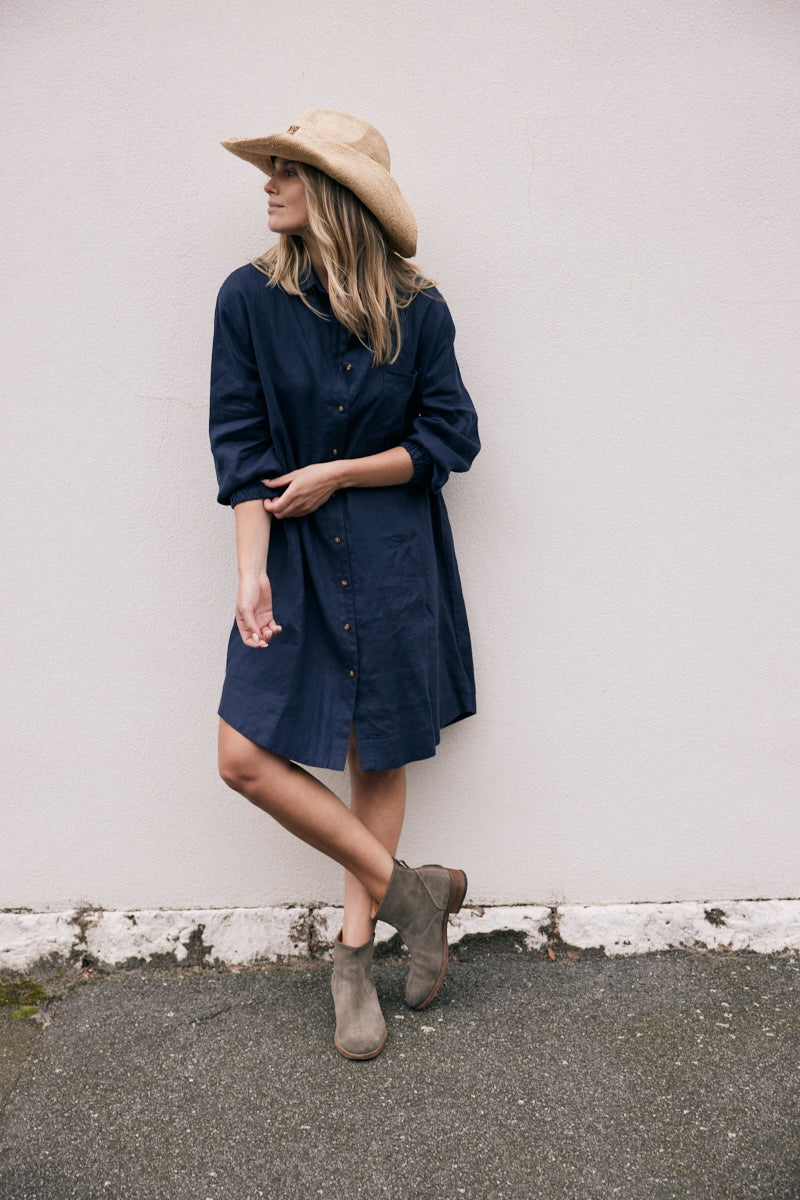 Linen St Barts Dress - Navy