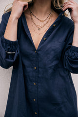 Linen St Barts Dress - Navy