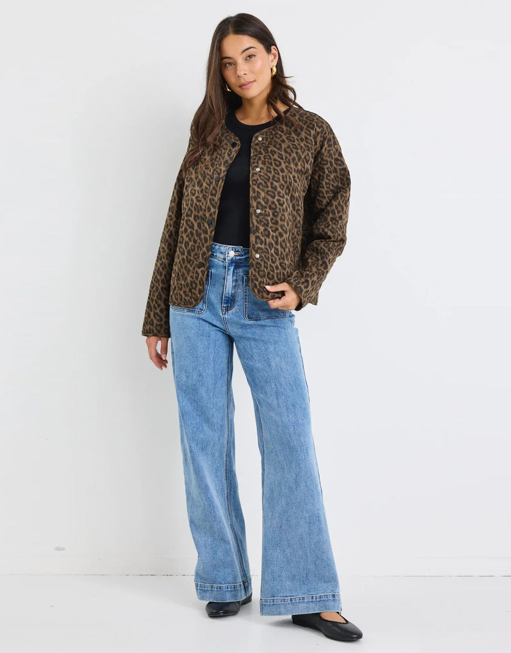 Apex Collarless Puffer Jacket - Animal Print
