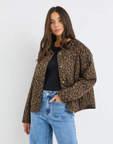 Apex Collarless Puffer Jacket - Animal Print