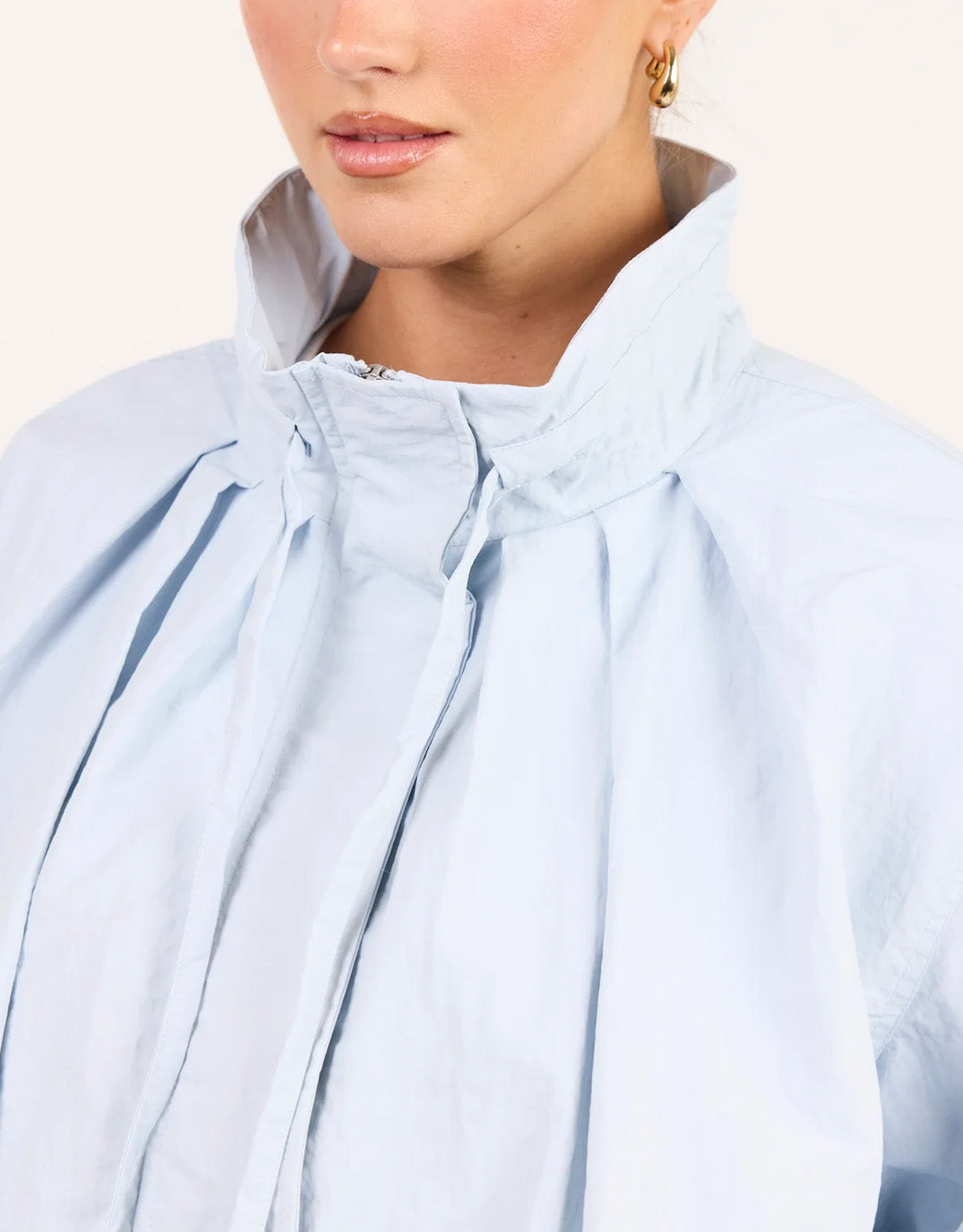 Element Drawstring Funnel Neck Bomber Jacket - Ice Blue