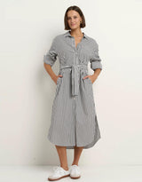stories-be-told-forward-cotton-midi-shift-dress-black-stripe-womens-clothing
