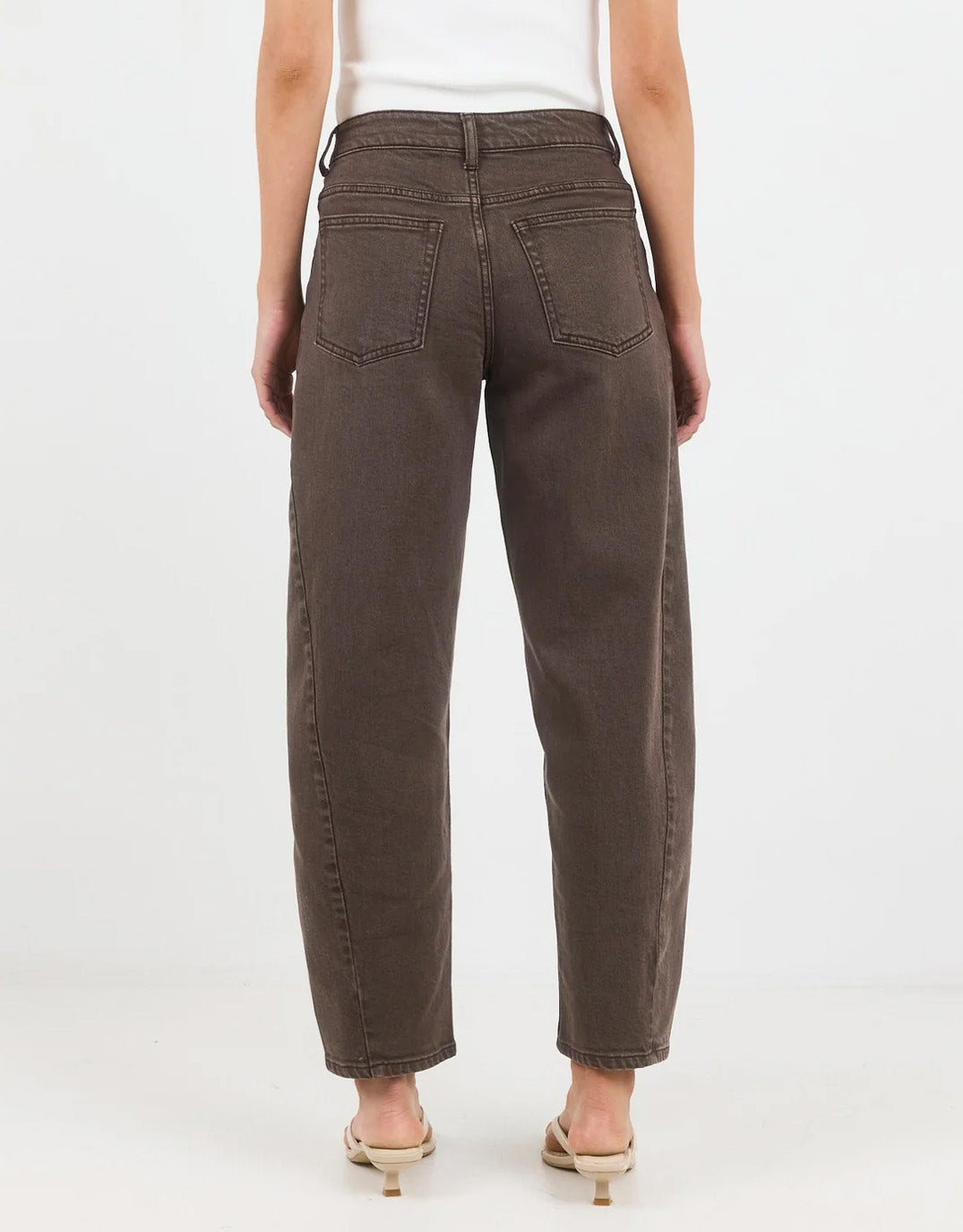 Idolise Stretch Soft Barrel Jean - Mocha