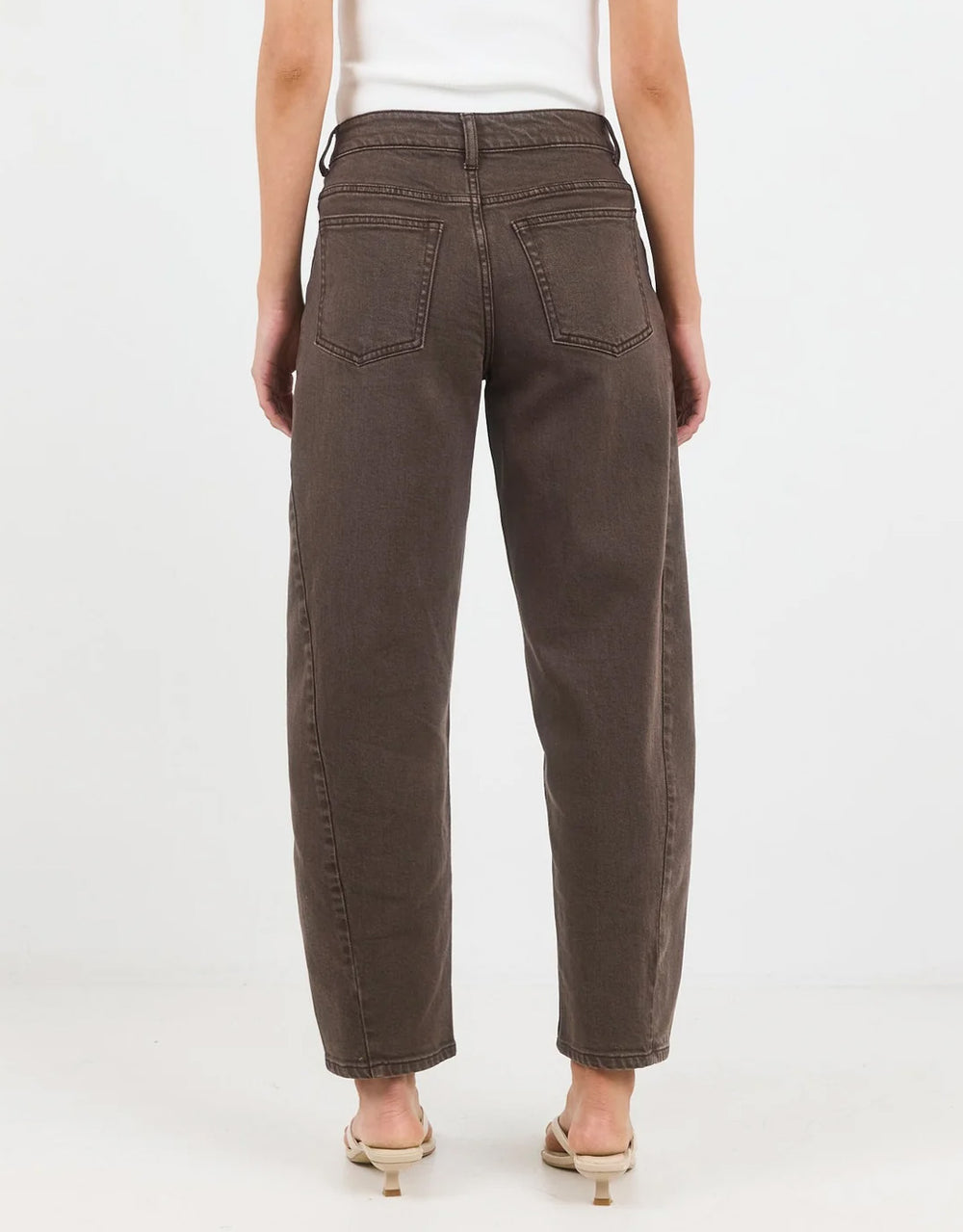 Idolise Stretch Soft Barrel Jean - Mocha