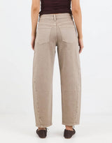 Idolise Stretch Soft Barrel Jean - Taupe