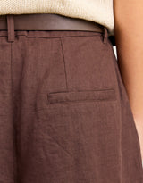 stories-be-told-literal-linen-pleat-front-shorts-chocolate-womens-clothing