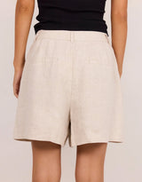 Literal Linen Pleat front Shorts - Natural