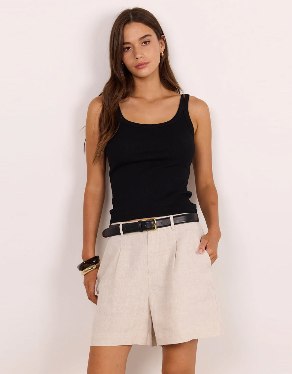 Literal Linen Pleat front Shorts - Natural