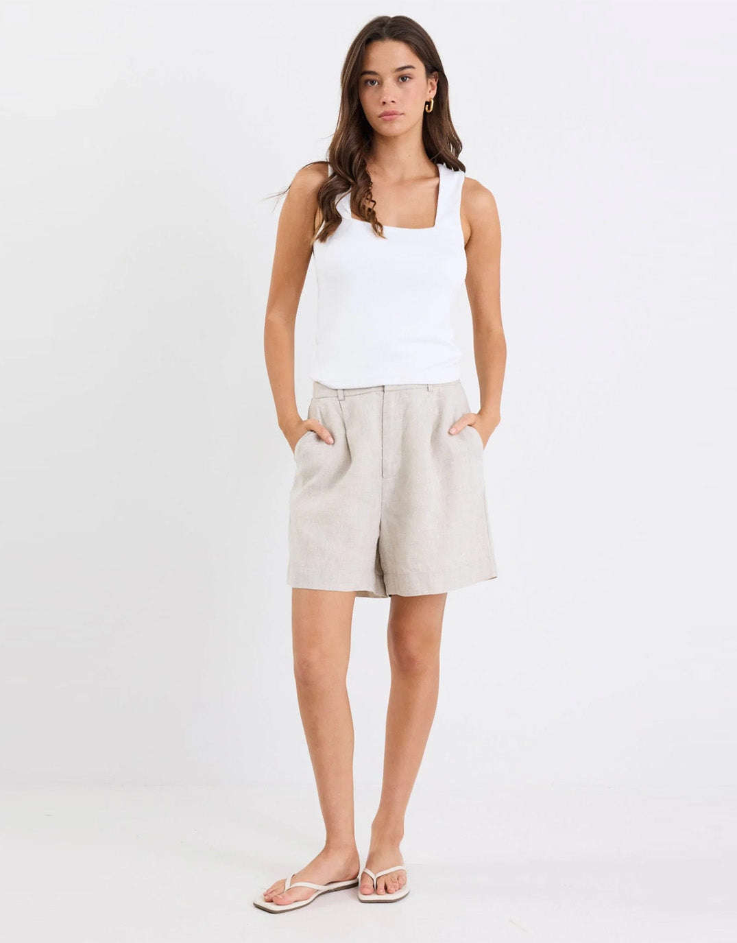 Literal Linen Pleat front Shorts - Natural