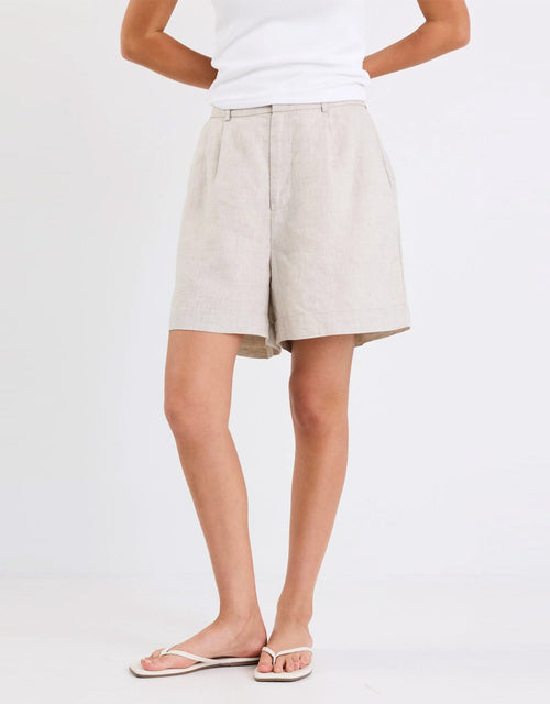 Literal Linen Pleat front Shorts - Natural
