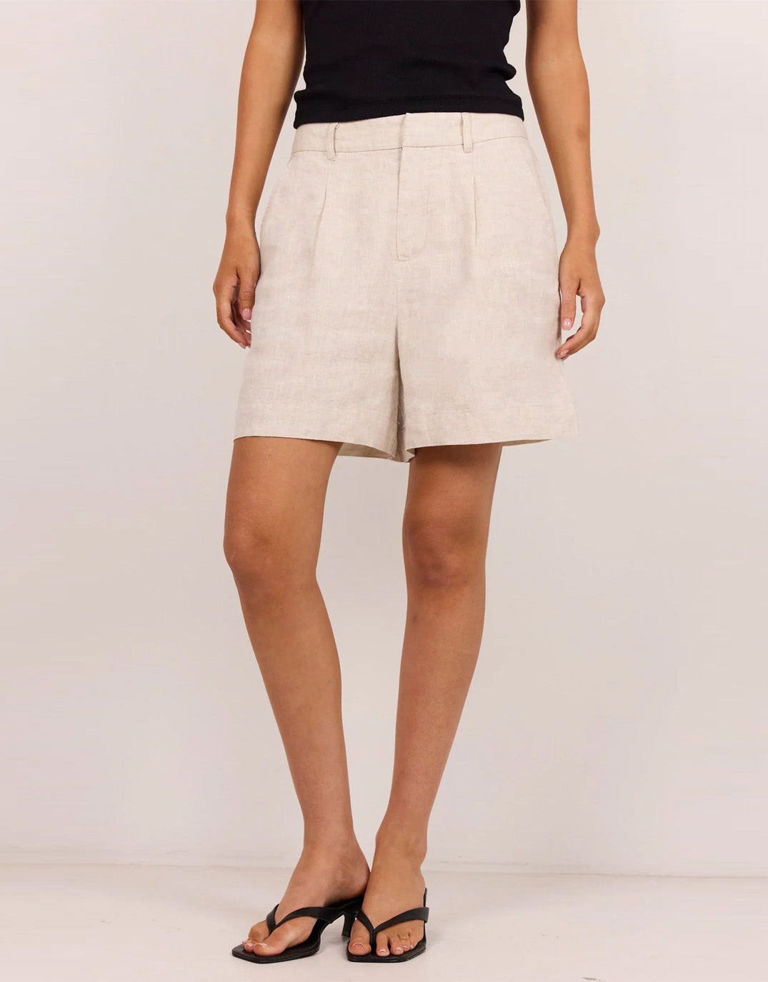 Literal Linen Pleat front Shorts - Natural
